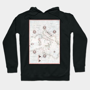 Vintage Central Mediterranean Italy Map Hoodie